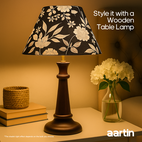 AARTIN 30 CM MIDNIGHT BLOSSOM EMPIRE ROLLED LAMPSHADE IN COTTON