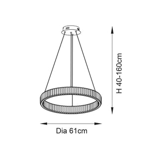 Adour LED Ring Pendant Ceiling Light Polished Chrome - Comet Lighting