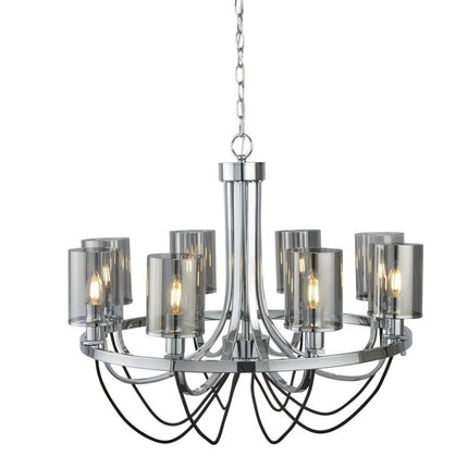 Searchlight 8 Light Ceiling Chrome Smoked Glass Shades