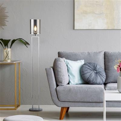 Searchlight 1 Light Floor Lamp Chrome Glass Shades - Comet Lighting