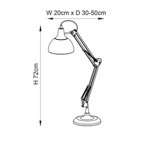 Marshall Task Table Lamp Grey/White - Comet Lighting