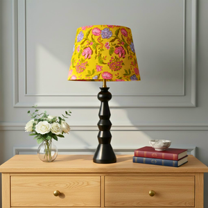 AARTIN Fenix Wood Table Lamp With Citrus Bouquet Lampshade