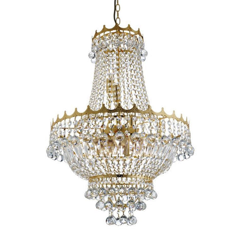 Searchlight Versailles Gold 9 Light Chandelier Trimmed Crystal