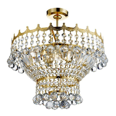 Searchlight Versailles Gold 5 Light Trimmed Crystal