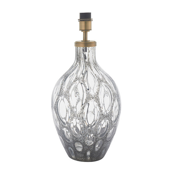 Welland Table Lamp (Base Only) Charcoal Artisan Glass & Matt Antique Brass Plate