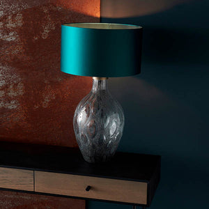 Welland Table Lamp (Base Only) Charcoal Artisan Glass & Matt Antique Brass Plate