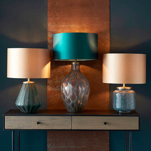 Welland Table Lamp (Base Only) Charcoal Artisan Glass & Matt Antique Brass Plate