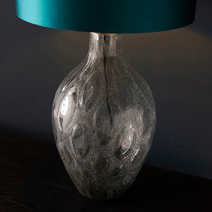 Welland Table Lamp (Base Only) Charcoal Artisan Glass & Matt Antique Brass Plate