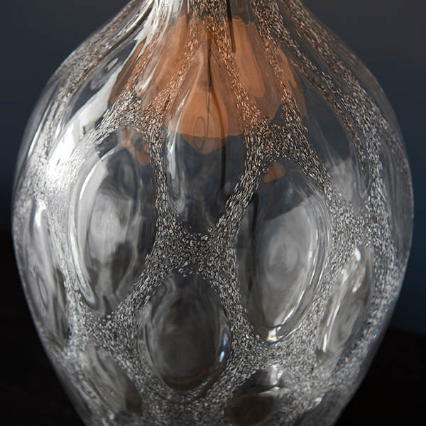 Welland Table Lamp (Base Only) Charcoal Artisan Glass & Matt Antique Brass Plate