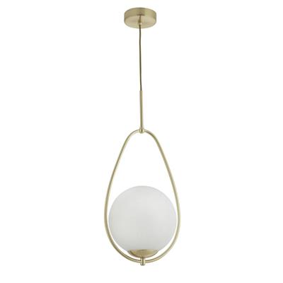 Searchlight Avalon 1Lt Ball Pendant| Gold With Opal Glass