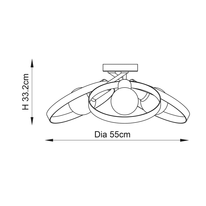 Hoop 6-Light Semi-Flush Ceiling Light Brushed Brass