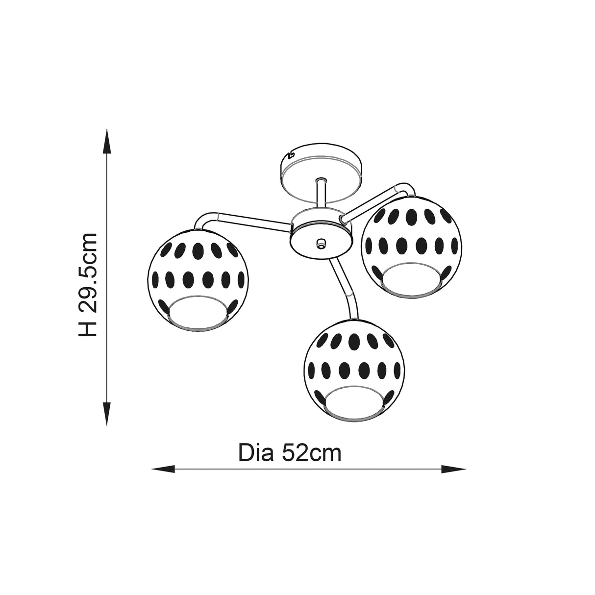 Dimple 3-Light Semi-Flush Ceiling Light - Comet Lighting