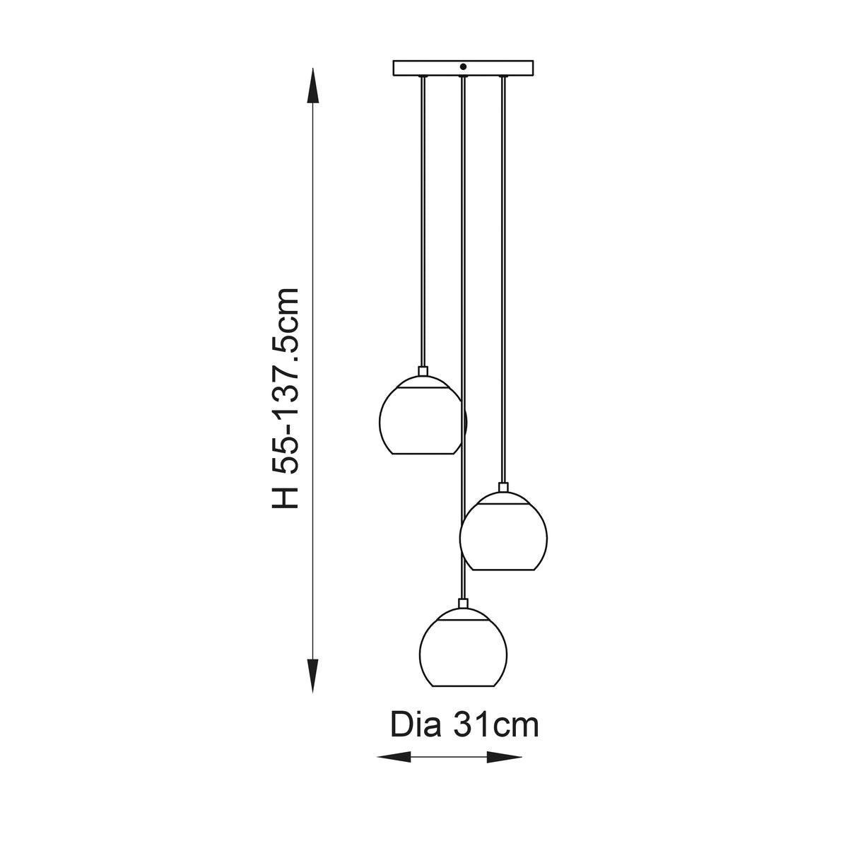 Dimple 3Lt Multi-Drop Ceiling Light Brushed Brass - Comet Lighting