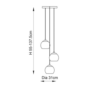 Dimple 3Lt Multi-Drop Ceiling Light Brushed Brass - Comet Lighting