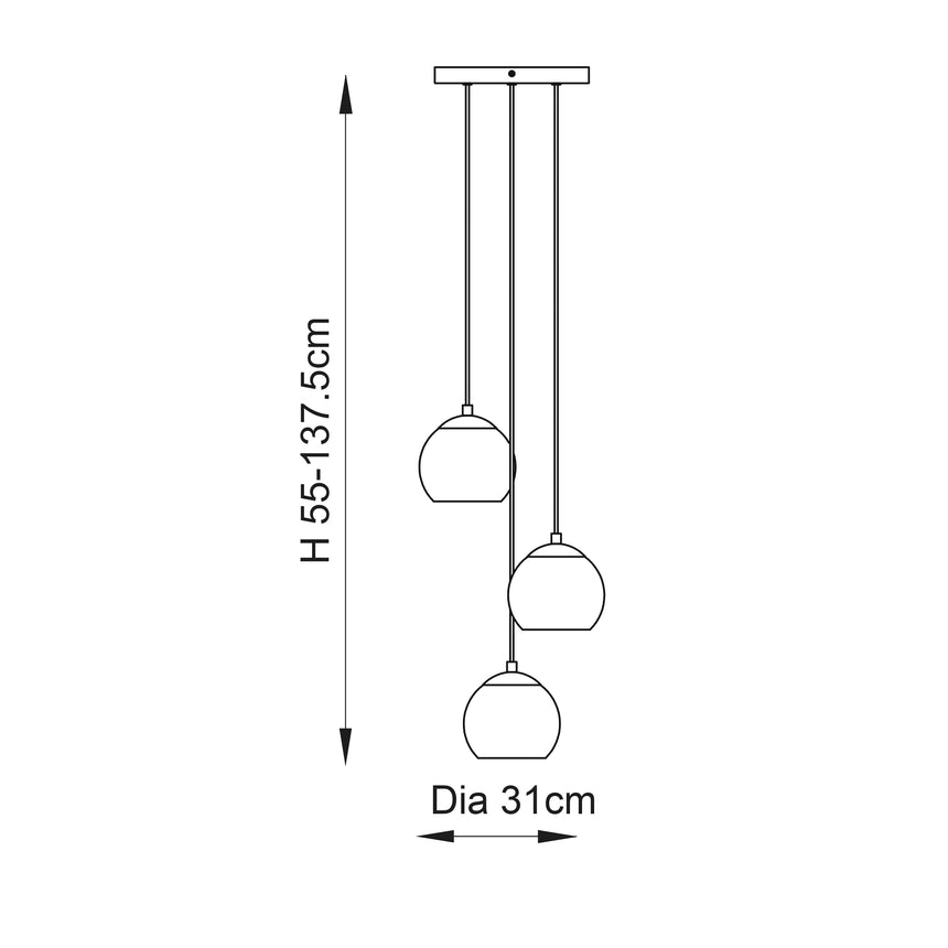 Dimple 3Lt Multi-Drop Ceiling Light Brushed Brass