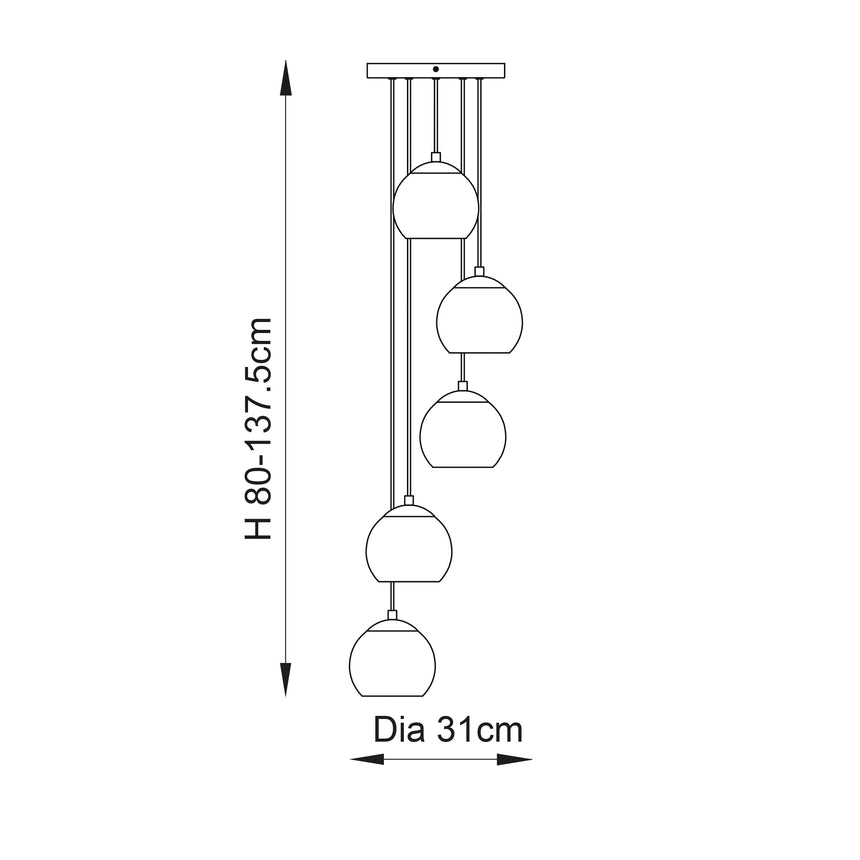 Dimple 5Lt Multi-Drop Ceiling Light Brushed Brass