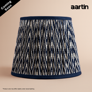 AARTIN 35 CM BLUE CHEVRONS STRAIGHT EMPIRE GATHERED LAMPSHADE IN COTTON
