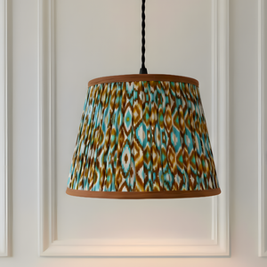 AARTIN 35 CM Brown & Blue Ikat Cotton Lampshade - Straight Empire ( Shade Only )