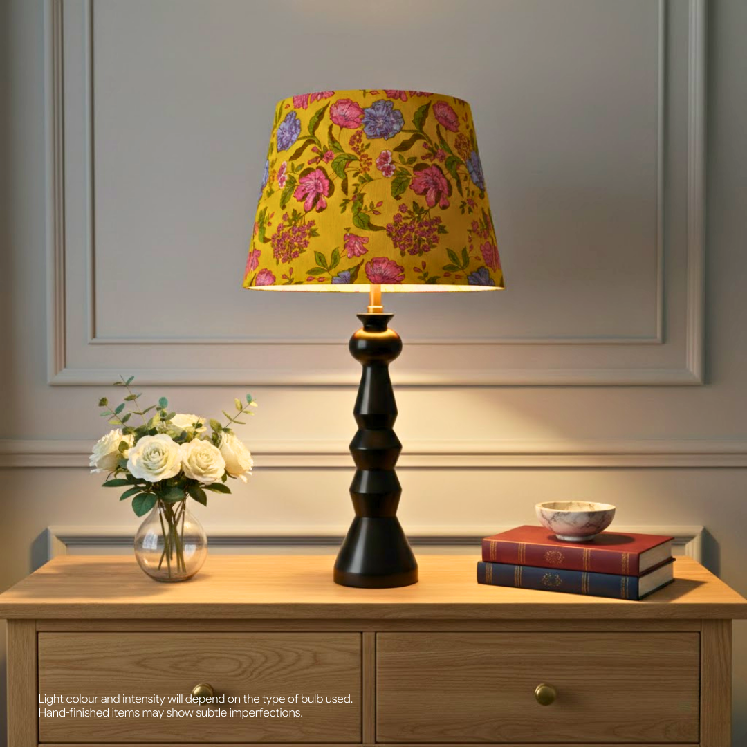 AARTIN Fenix Wood Table Lamp With Citrus Bouquet Lampshade