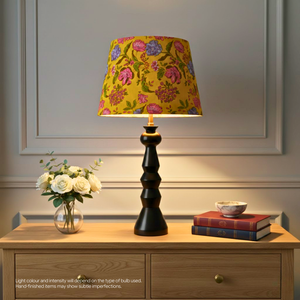 AARTIN Fenix Wood Table Lamp With Citrus Bouquet Lampshade