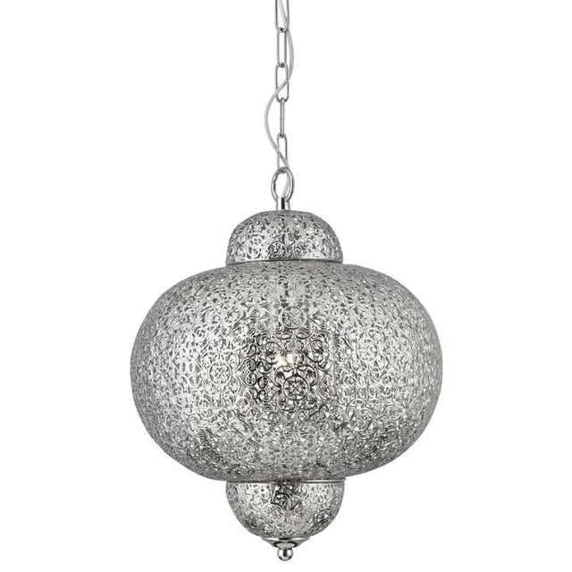 Searchlight Moroccan Shiny Nickel Pendant Patterned Finish