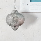 Searchlight Moroccan Shiny Nickel Pendant Patterned Finish - Comet Lighting