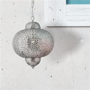 Searchlight Moroccan Shiny Nickel Pendant Patterned Finish - Comet Lighting