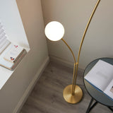 Bloom 2-Light Floor Lamp Satin Brass - Comet Lighting