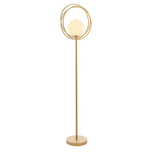 Hoopla Floor Lamp Brushed Gold Paint & Gloss Opal Glass