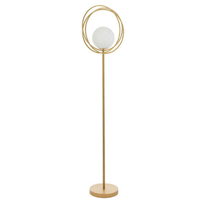 Hoopla Floor Lamp Brushed Gold Paint & Gloss Opal Glass
