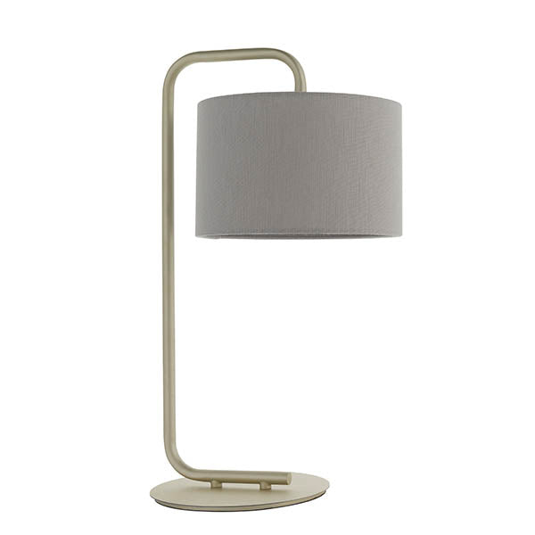 Rhone Table Lamp Satin Champagne Paint & Slate Grey Fabric