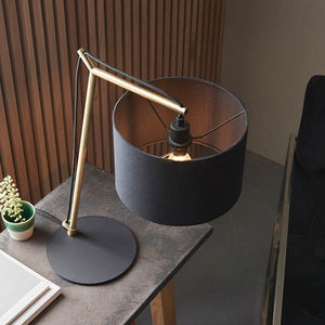 Milan Table Matt brass plate & black cotton fabric