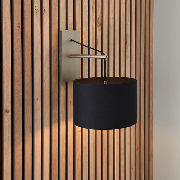 Medway Wall Light Matt Nickel Plate & Black Cotton Fabric