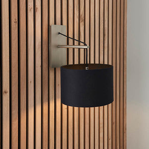Medway Wall Light Matt Nickel Plate & Black Cotton Fabric