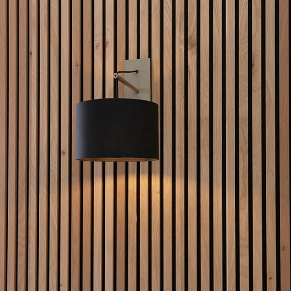 Medway Wall Light Matt Nickel Plate & Black Cotton Fabric