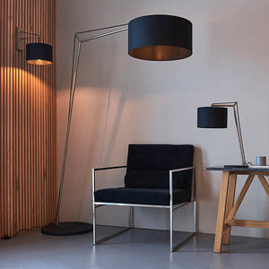 Medway Wall Light Matt Nickel Plate & Black Cotton Fabric