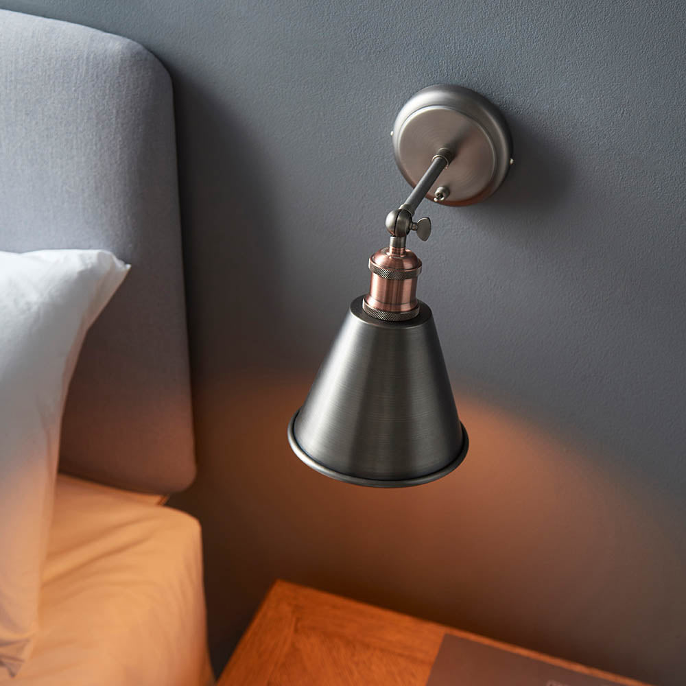 Hal Wall Light Aged Pewter Shade - Comet Lighting