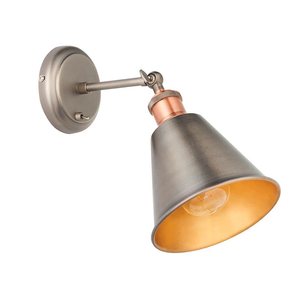 Hal Wall Light Aged Pewter Shade - Comet Lighting