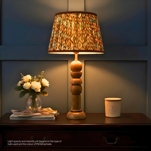 AARTIN 35 CM Brown & Blue Ikat Cotton Lampshade - Straight Empire ( Shade Only )