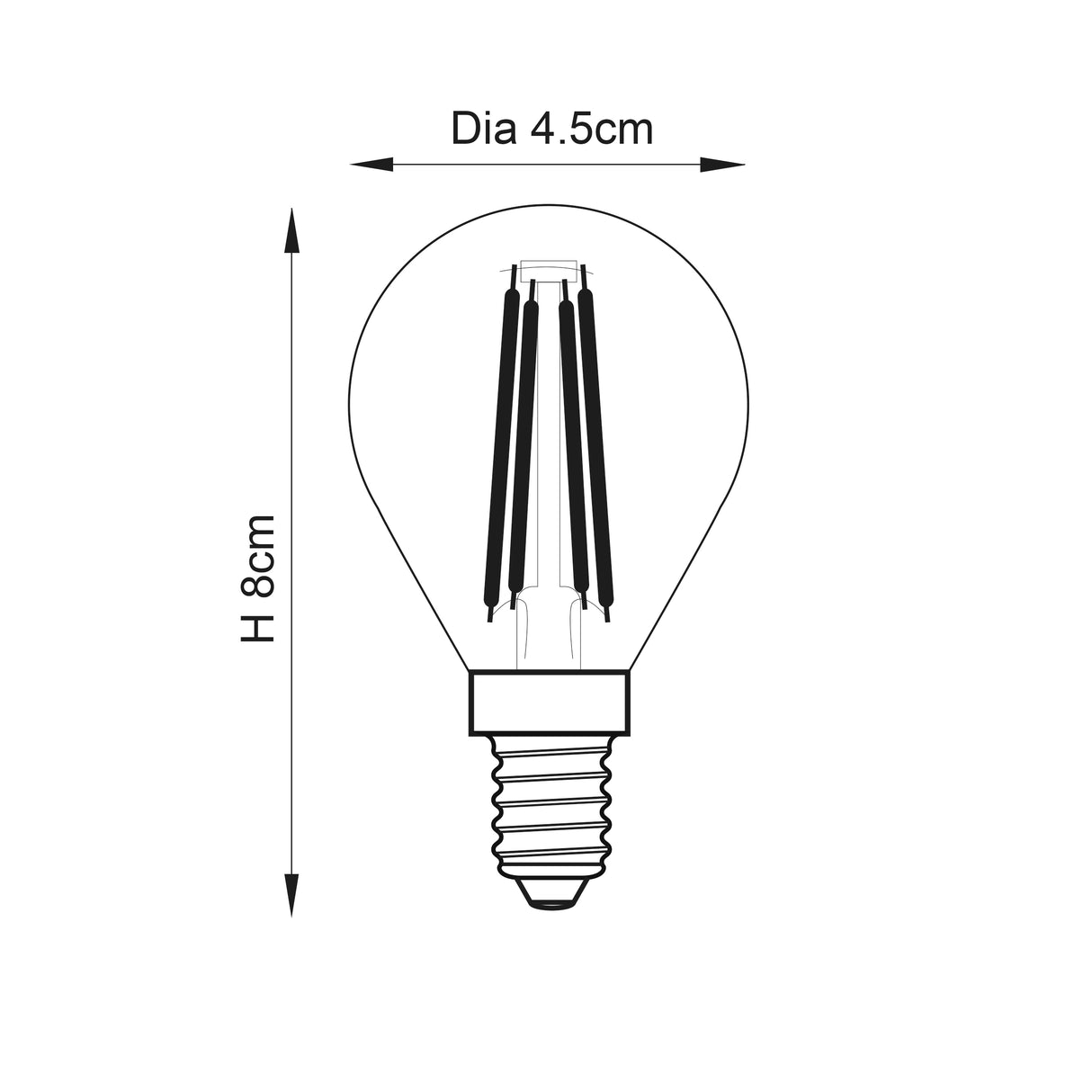 Endon SES LED Filament Golfball 4w 2700k 380lm Dimmable - Comet Lighting