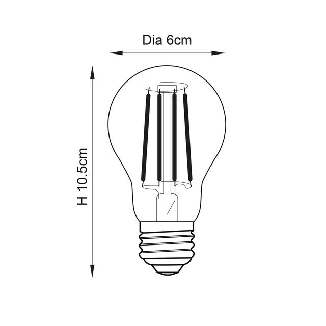 Endon E27 LED Filament GLS 6w 2700k 600lm Dimmable - Comet Lighting