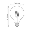 Endon E27 LED Filament 95mm Globe 6w 2700k 600lm Dimmable - Comet Lighting