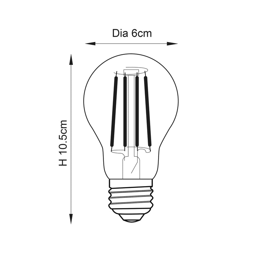 Endon E27 LED Filament GLS Amber 6w 2500k 550lm Dimmable