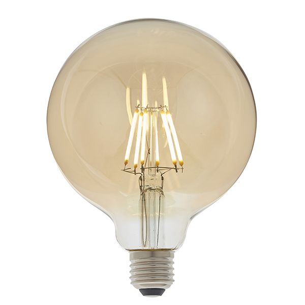 Endon E27 LED Filament 125mm Globe Amber 6w 2500k 550lm Dimmable
