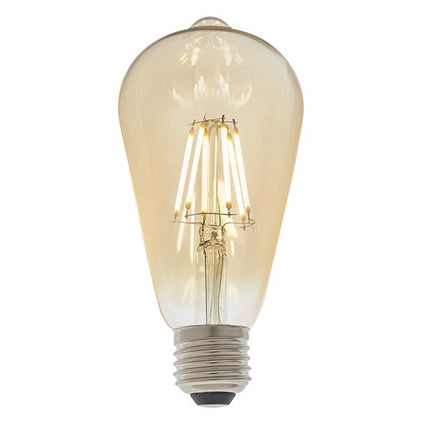 Endon E27 LED Filament Pear Shaped Amber 6w 2500k 550lm Dimmable