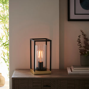 Ussuri Table Lamp Black/Satin Brass - Comet Lighting