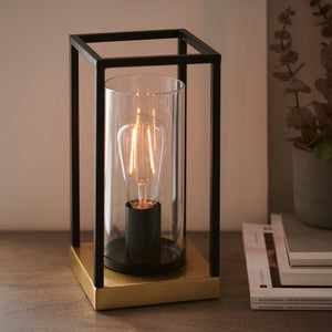 Ussuri Table Lamp Black/Satin Brass - Comet Lighting