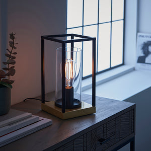 Ussuri Table Lamp Black/Satin Brass - Comet Lighting
