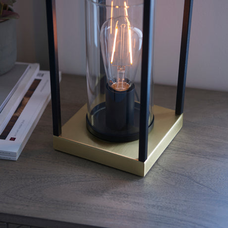 Ussuri Table Lamp Black/Satin Brass - Comet Lighting