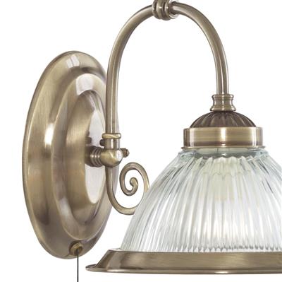 Searchlight American Diner Brass Wall Light Ribbed Glass